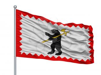 Kumertau City Flag On Flagpole, Country Russia, Isolated On White Background
