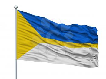 Maloyaroslavets City Flag On Flagpole, Country Russia, Kaluga Oblast, Isolated On White Background