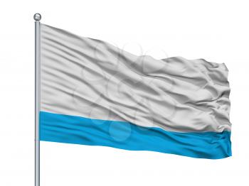 Novodvinsk City Flag On Flagpole, Country Russia, Arkhangelsk Oblast, Isolated On White Background