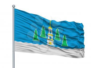 Novouralsk City Flag On Flagpole, Country Russia, Sverdlovsk Oblast 2010, Isolated On White Background
