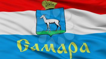 Samara City Flag, Country Russia, Closeup View, 3D Rendering