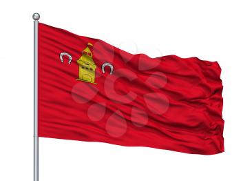 Rostov Na Donu City Flag On Flagpole, Country Russia, Isolated On White Background