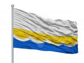 Sibay City Flag On Flagpole, Country Russia, Isolated On White Background