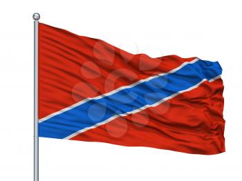 Spas Demensk City Flag On Flagpole, Country Russia, Isolated On White Background