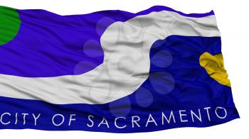 Isolated Sacramento Flag, Capital of California State, Waving on White Background, High Resolution