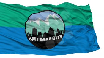 Isolated Salt Lake City Flag, Capital of Utah State, Waving on White Background, High Resolution