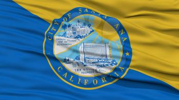 Closeup of Santa Ana City Flag, Waving in the Wind, California State, United States of America
