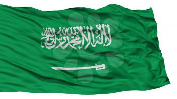 Isolated Saudi Arabia Flag, Waving on White Background, High Resolution
