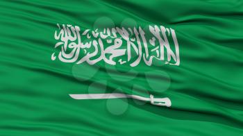 Closeup Saudi Arabia Flag, Waving in the Wind, High Resolution