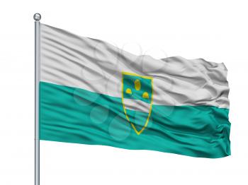 Zheleznogorsk City Flag On Flagpole, Country Russia, Isolated On White Background