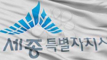 Sejong City Flag, Country South Korea, Closeup View, 3D Rendering