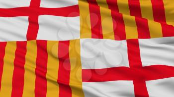 Barcelona City Flag, Country Spain, Closeup View, 3D Rendering