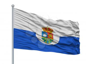 Bilbao City Flag On Flagpole, Country Spain, Isolated On White Background