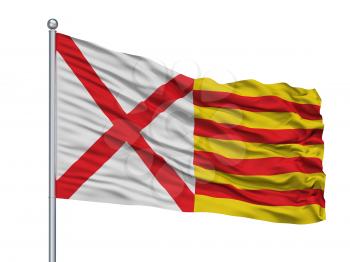 Getafe City Flag On Flagpole, Country Spain, Isolated On White Background