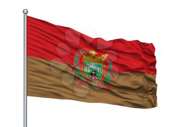Cordoba City Flag On Flagpole, Country Spain, Isolated On White Background