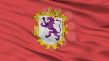 Leon, Ciudad City Flag, Country Spain, Closeup View, 3D Rendering