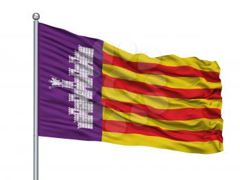 Jerez La Frontera City Flag On Flagpole, Country Spain, Isolated On White Background