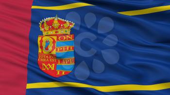 Mostoles City Flag, Country Spain, Closeup View, 3D Rendering