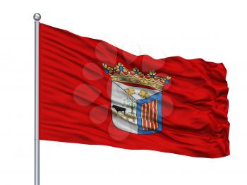 Lhospitalet Llobregat City Flag On Flagpole, Country Spain, Isolated On White Background