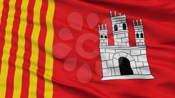 Terrassa City Flag, Country Spain, Closeup View, 3D Rendering