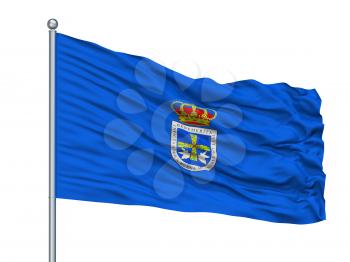 Salamanca City Flag On Flagpole, Country Spain, Isolated On White Background