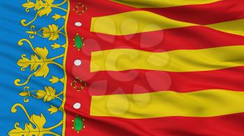 Valencian Community City Flag, Country Spain, Closeup View, 3D Rendering