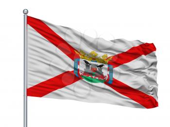 Santa Cruz Tenerife City City Flag On Flagpole, Country Spain, Isolated On White Background