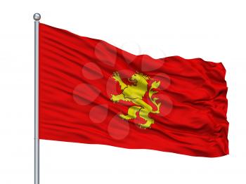 Santander City Flag On Flagpole, Country Spain, Isolated On White Background