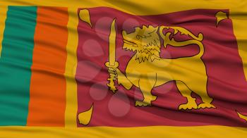 Closeup Sri Lanka Flag, Waving in the Wind, 3D rendering