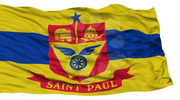 Isolated St Paul Flag, Capital of Minnesota State, Waving on White Background, High Resolution