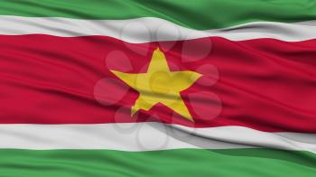 Closeup Suriname Flag, Waving in the Wind, 3D Rendering