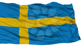 Isolated Sweden Flag, Waving on White Background, High Resolution