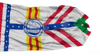 Isolated Tampa City Flag, City of Florida State, Waving on White Background, High Resolution