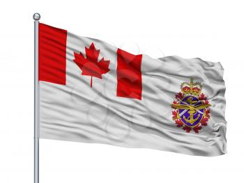Canadian Forces Flag On Flagpole, Isolated On White Background, 3D Rendering