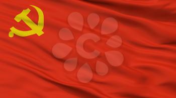 Chinese Communist Party Flag, Closeup View, 3D Rendering