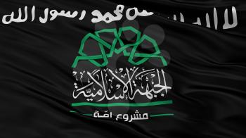 Islamic Front Syria Black Flag, Closeup View, 3D Rendering