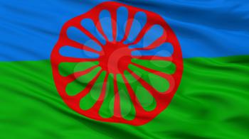 Romani People Flag, Closeup View, 3D Rendering