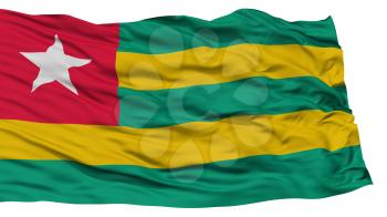 Isolated Togo Flag, Waving on White Background, High Resolution