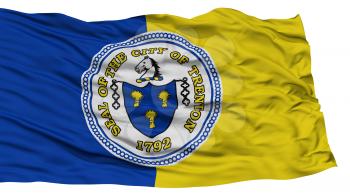 Isolated Trenton Flag, Capital of New Jersey State, Waving on White Background, High Resolution