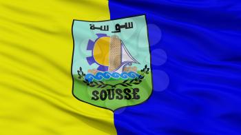 Sousse City Flag, Country Tunisia, Closeup View, 3D Rendering