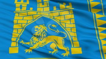 Lviv City Flag, Country Ukraine, Closeup View, 3D Rendering