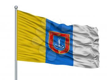 Kryvyi Rih City Flag On Flagpole, Country Ukraine, Isolated On White Background