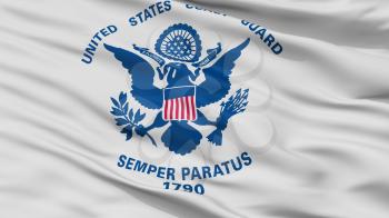 United States Coast Guard Flag, Closeup View, 3D Rendering
