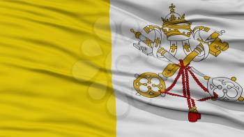 Closeup Vatican Flag, Waving in the Wind, High Resolution
