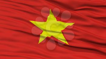 Closeup Vietnam Flag, Waving in the Wind, 3D rendering