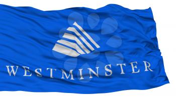 Isolated Westminster City Flag, City of Colorado State, Waving on White Background, High Resolution