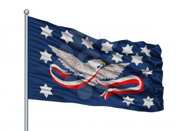 Whiskey Rebellion Isolated Flag on Flagstaff, White Background, 3D Rendering
