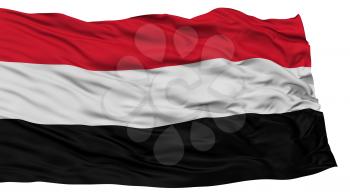 Isolated Yemen Flag, Waving on White Background, 3D rendering