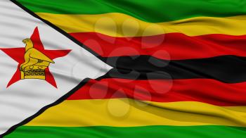 Closeup Zimbabwe Flag, Waving in the Wind, High Resolution