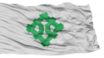 Isolated Fukui Flag, Capital of Japan Prefecture, Waving on White Background, High Resolution